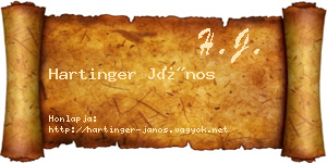 Hartinger János névjegykártya